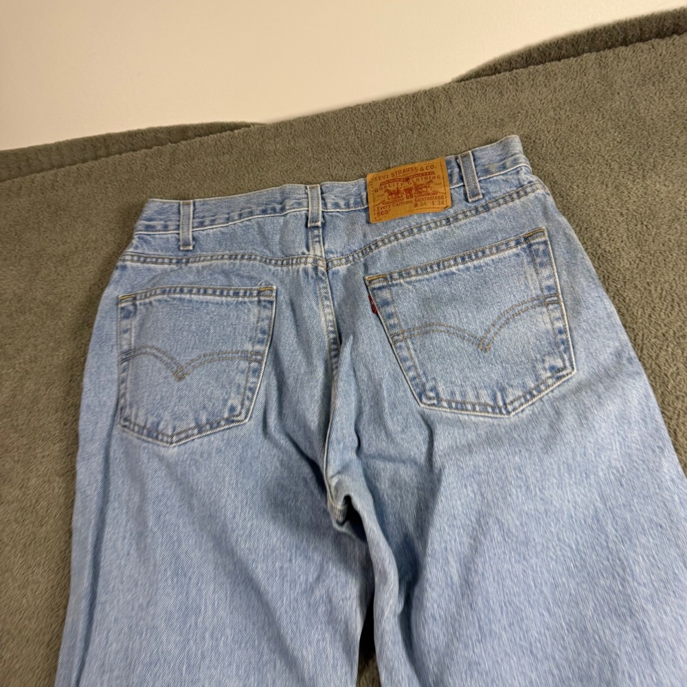 Levis 505 Regular Fit Straight Leg Jeans Light Wash Blue Denim 34x34